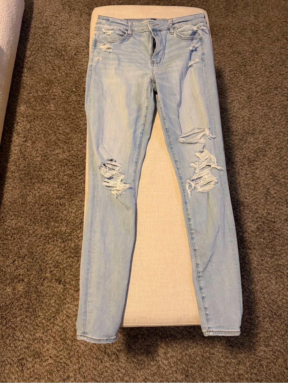 American Eagle Outfitters Light Blue Ripped Women's Skinny Jeans extra long
